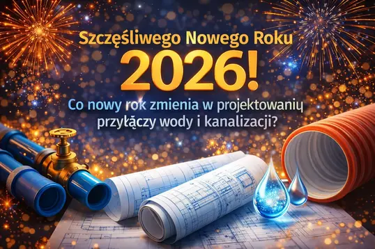 Szczęśliwego Nowego Roku 2026! Co nowy rok zmienia w projektowaniu przyłączy wody i kanalizacji?